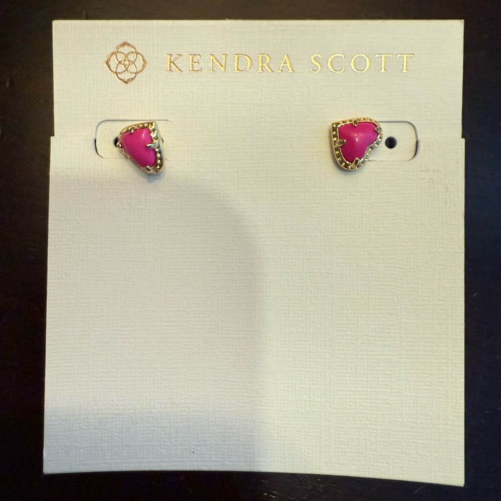 Kendra Scott Gold and Pink Heart Earring